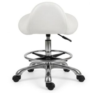 `כיסא אוכף מקצועי ללא משענת בצבע לבן MS04H – גובה מתכוונן 53–73 ס"מ